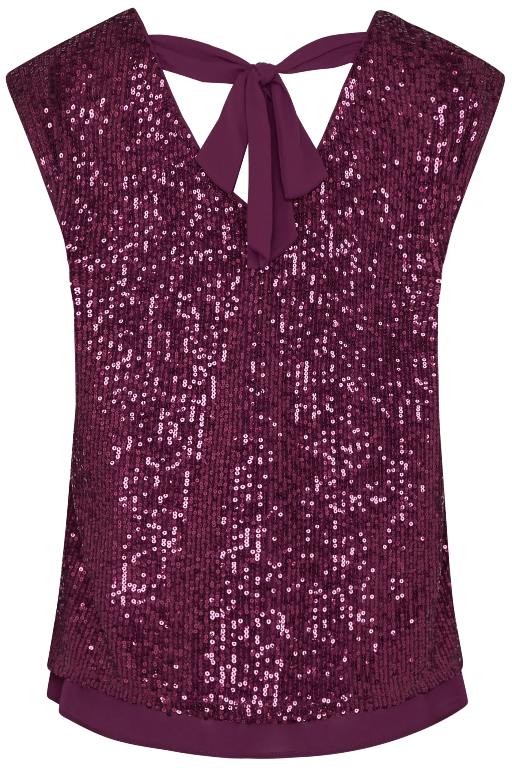 M&Co Womens M&Co Dark Purple Sequin Tie Back Top