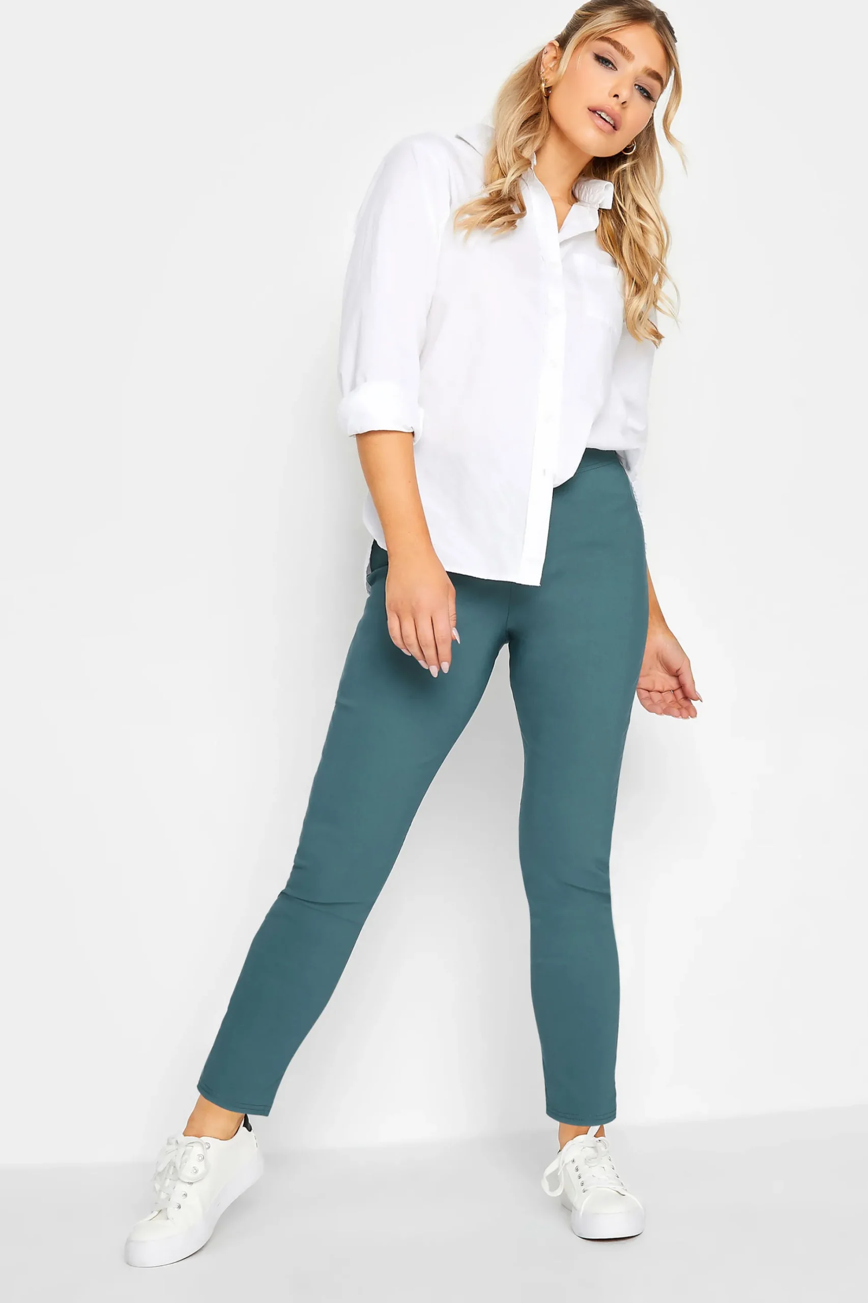 M&Co Womens M&Co Denim Blue Stretch Bengaline Trousers