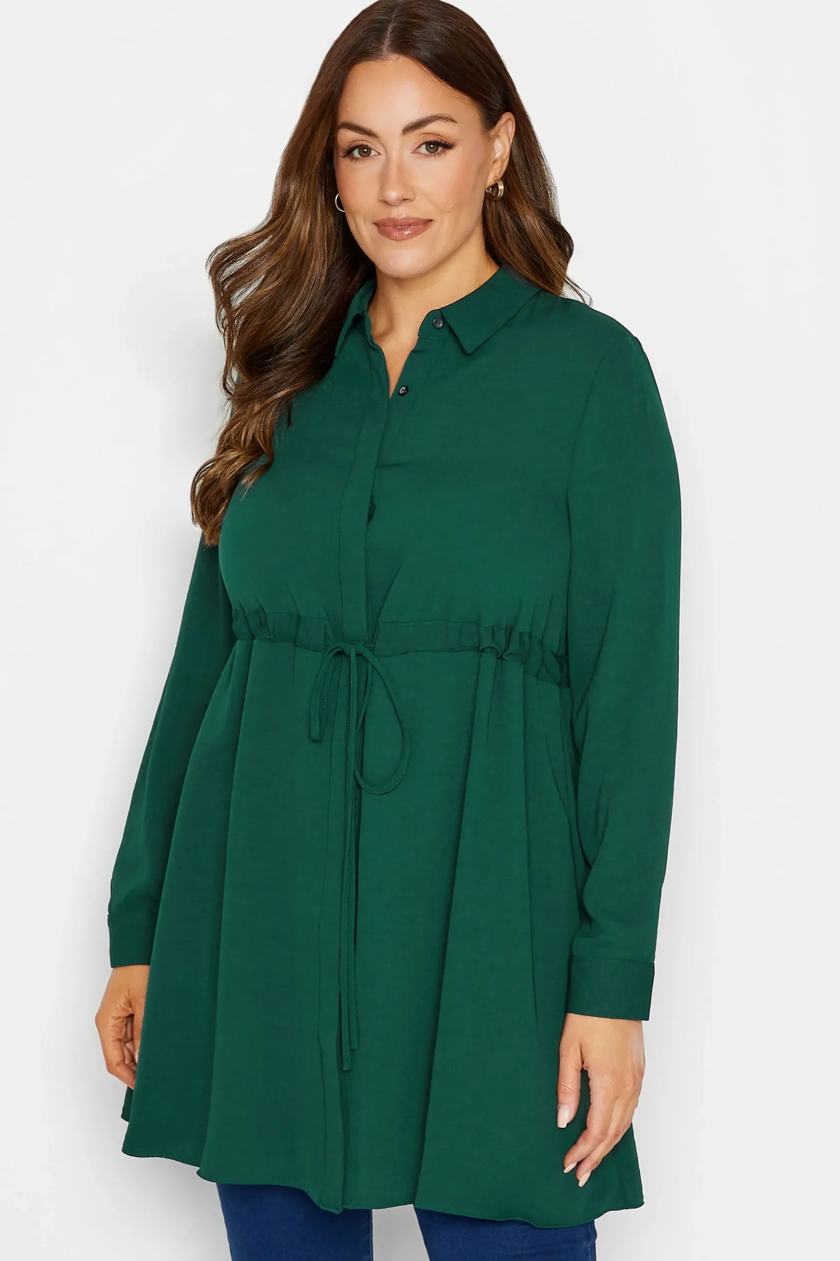 M&Co Womens M&Co Emerald Green Tie Waist Tunic Shirt
