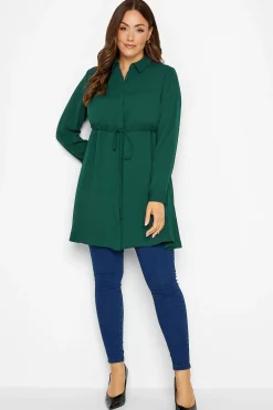 M&Co Womens M&Co Emerald Green Tie Waist Tunic Shirt