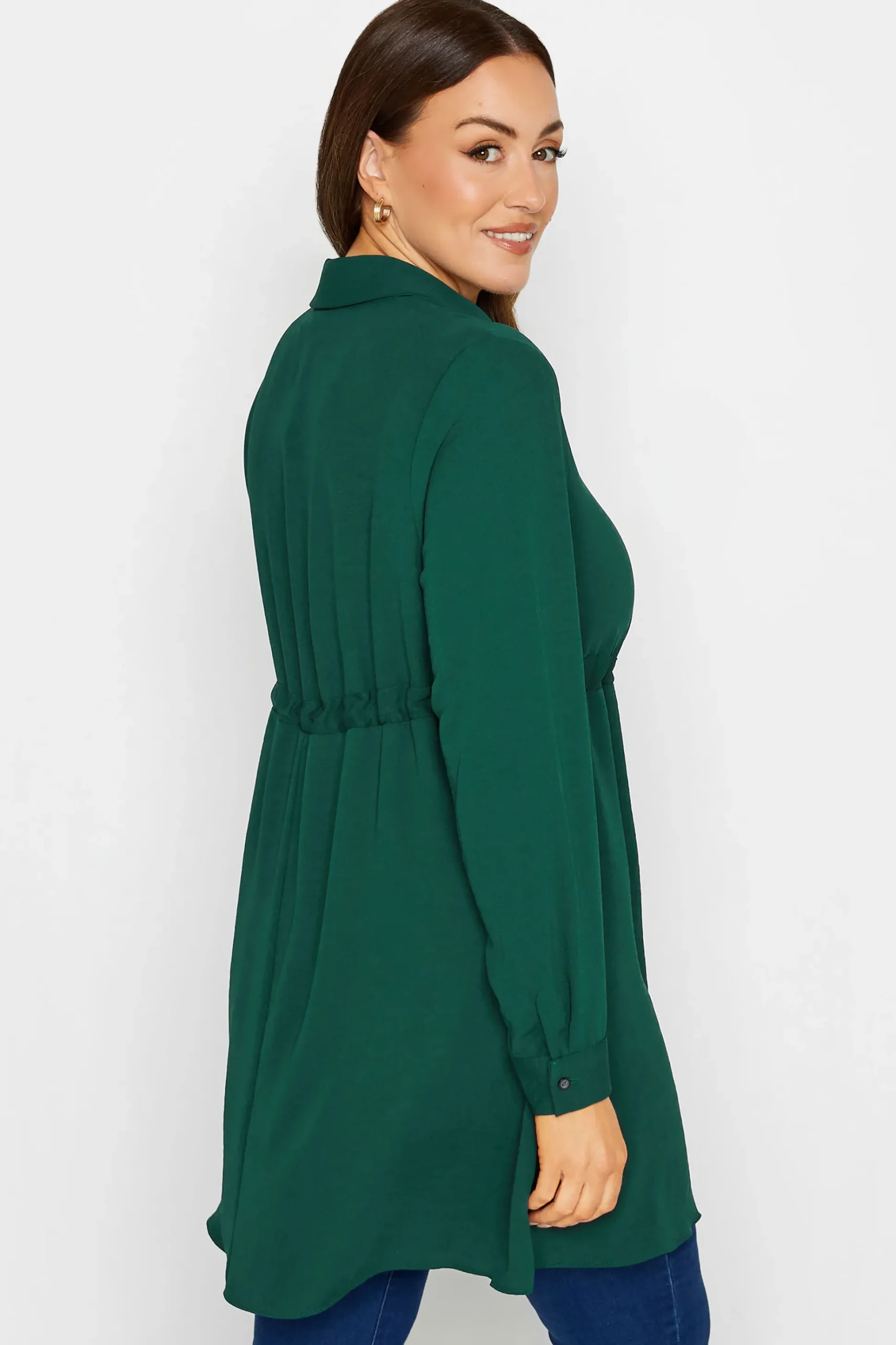 M&Co Womens M&Co Emerald Green Tie Waist Tunic Shirt