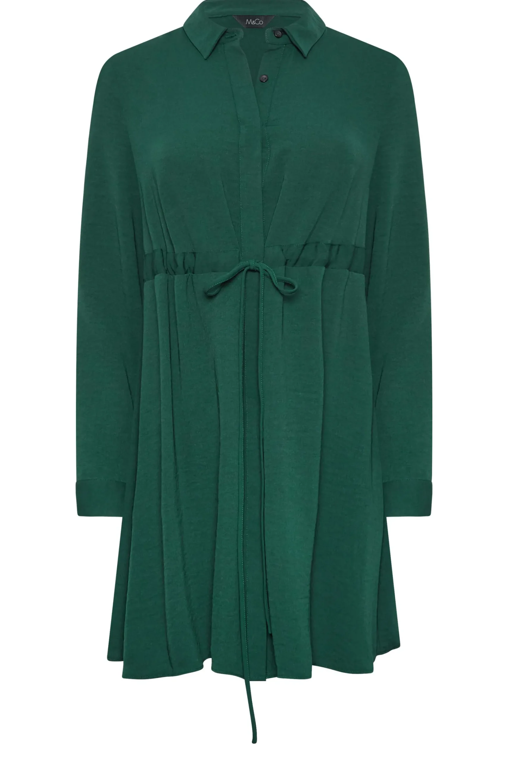 M&Co Womens M&Co Emerald Green Tie Waist Tunic Shirt