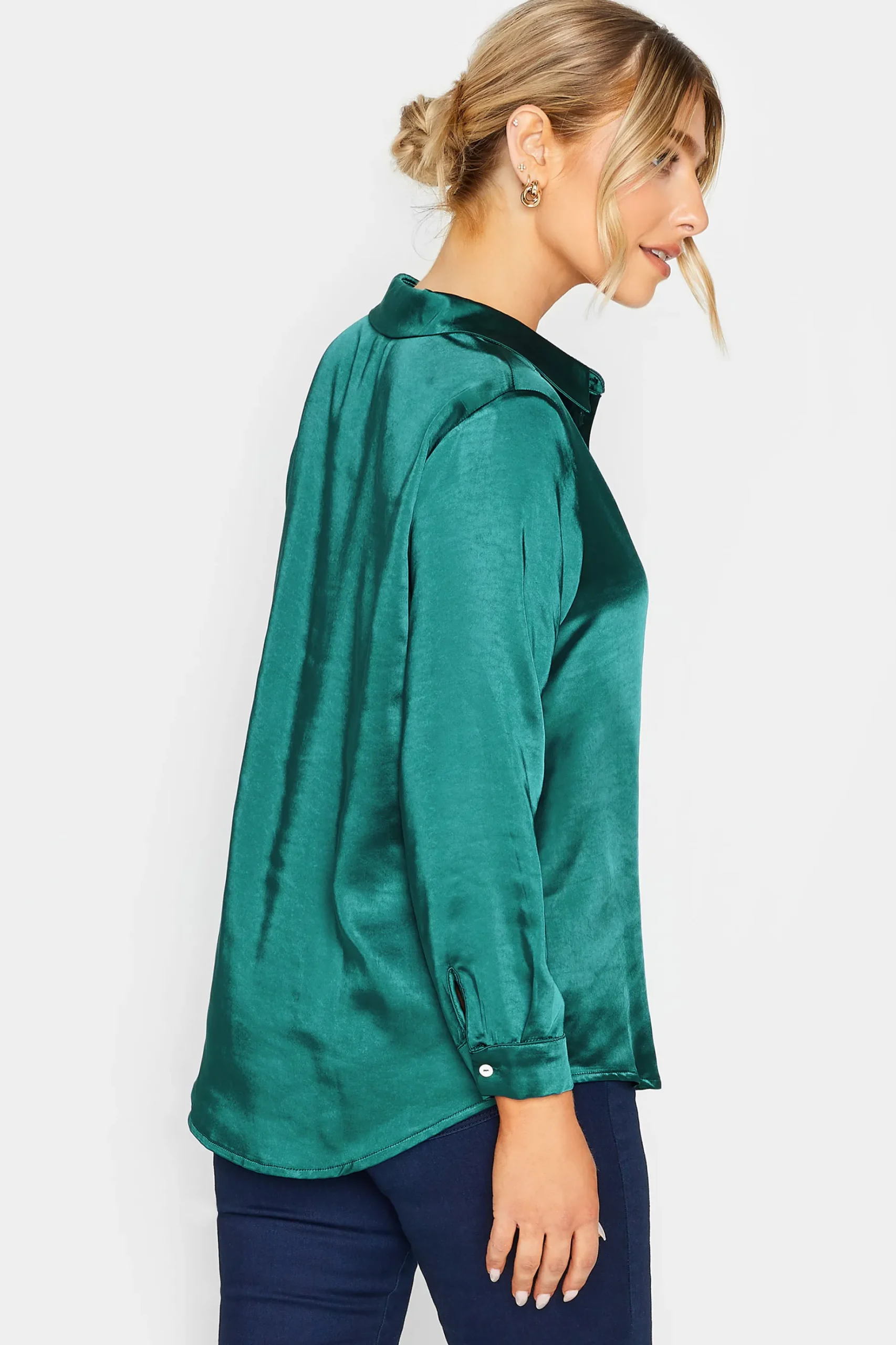 M&Co Womens M&Co Emerald Green Satin Shirt