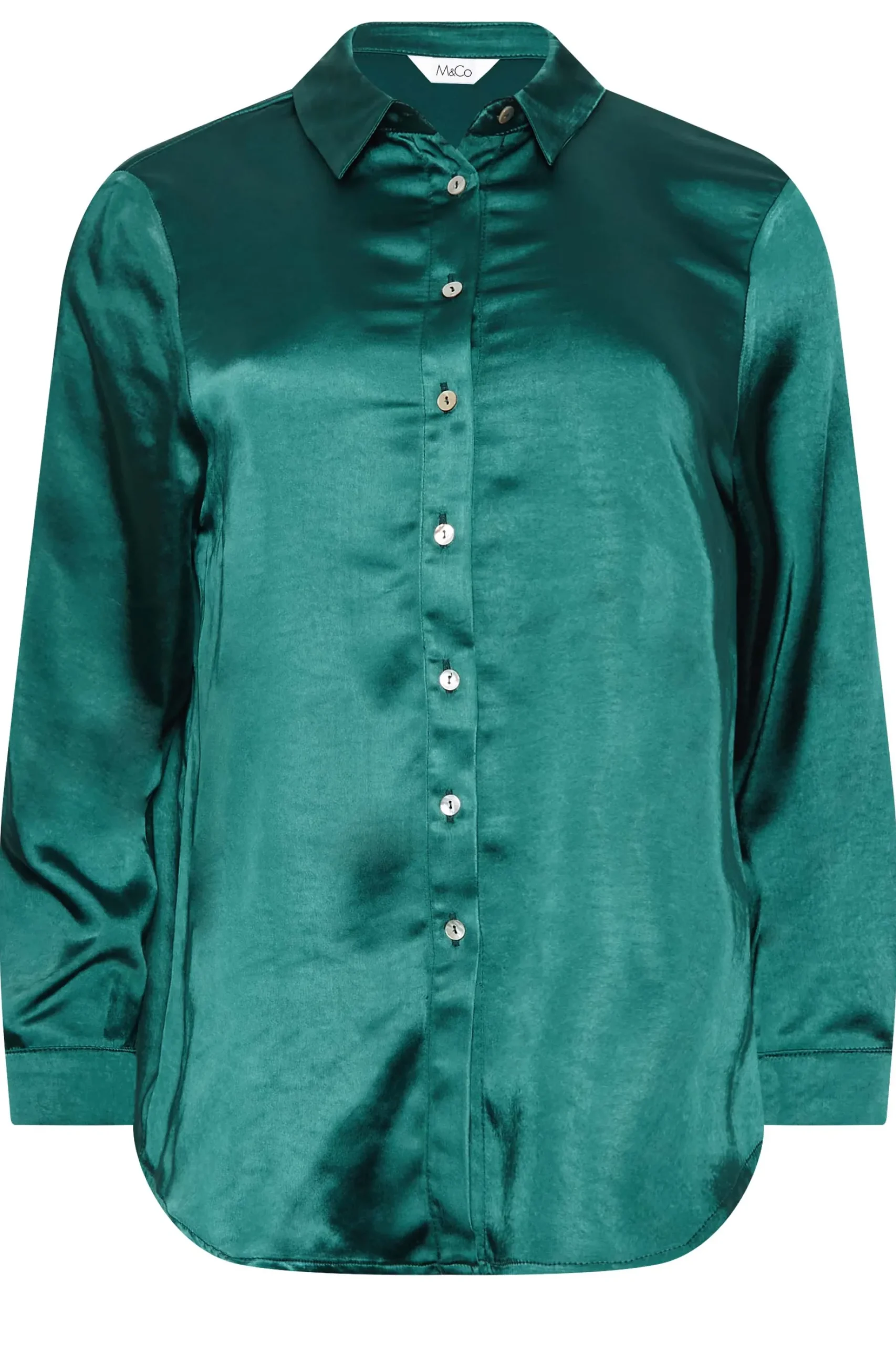 M&Co Womens M&Co Emerald Green Satin Shirt
