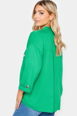 M&Co Womens M&Co Forest Green Button Tunic Shirt