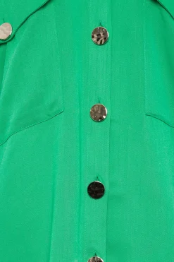 M&Co Womens M&Co Forest Green Button Tunic Shirt