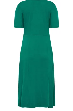 M&Co Womens M&Co Forest Green Angel Sleeve Split Hem Midi Dress