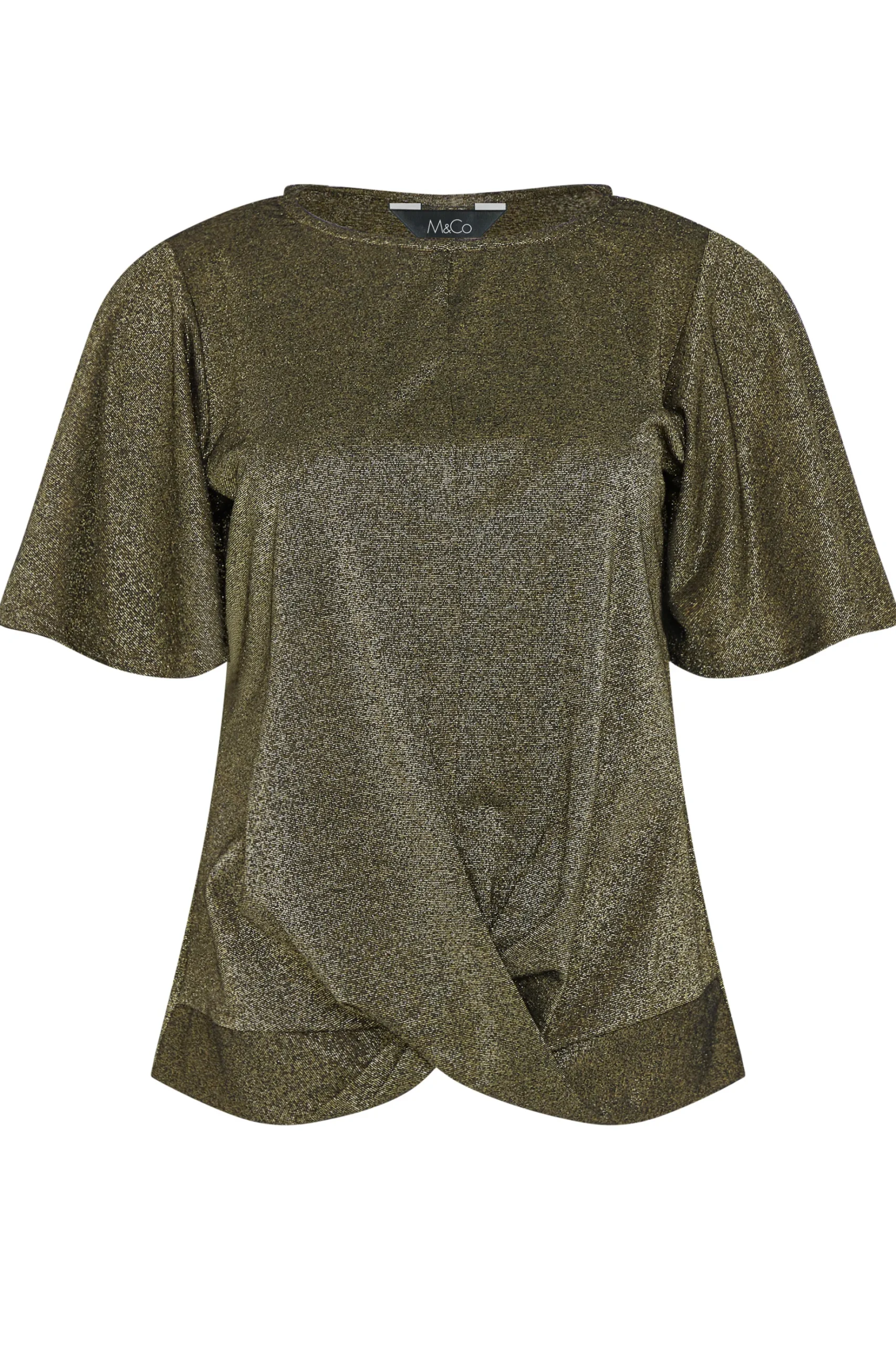 M&Co Womens M&Co Gold Angel Sleeve Wrap Top
