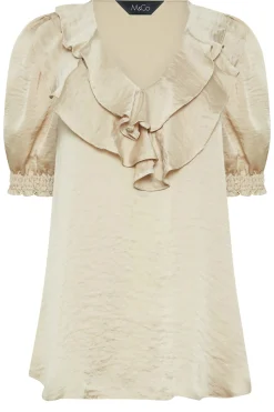 M&Co Womens M&Co Gold Frill Front Blouse