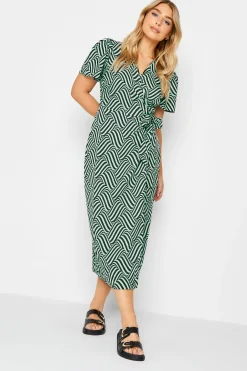 M&Co Womens M&Co Green Abstract Stripe Wrap Dress