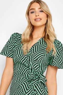 M&Co Womens M&Co Green Abstract Stripe Wrap Dress