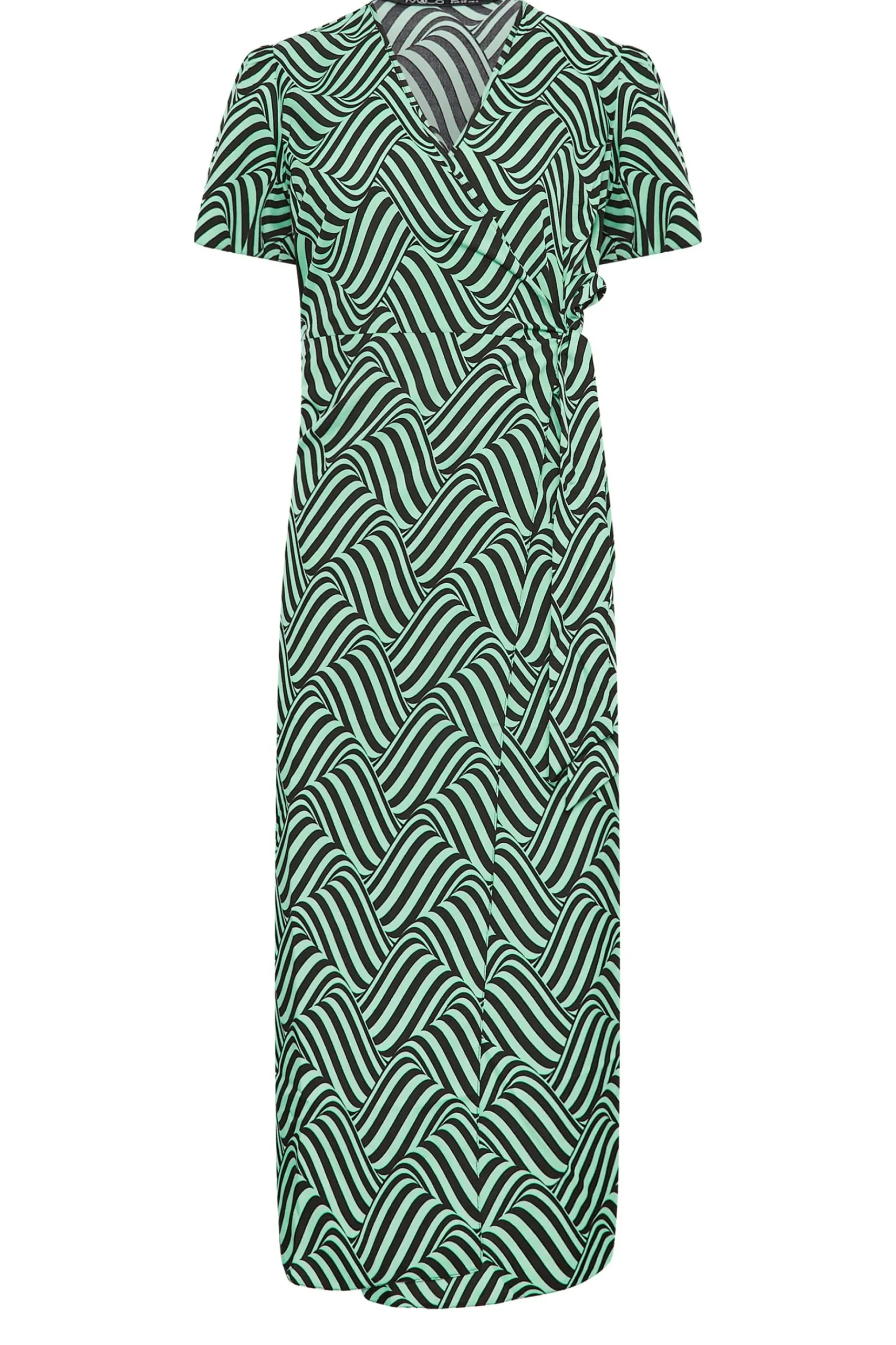 M&Co Womens M&Co Green Abstract Stripe Wrap Dress