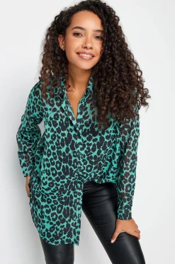 M&Co Womens M&Co Green Animal Print Longline Shirt