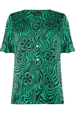 M&Co Womens M&Co Green Floral Swirl Print Frill Sleeve Blouse