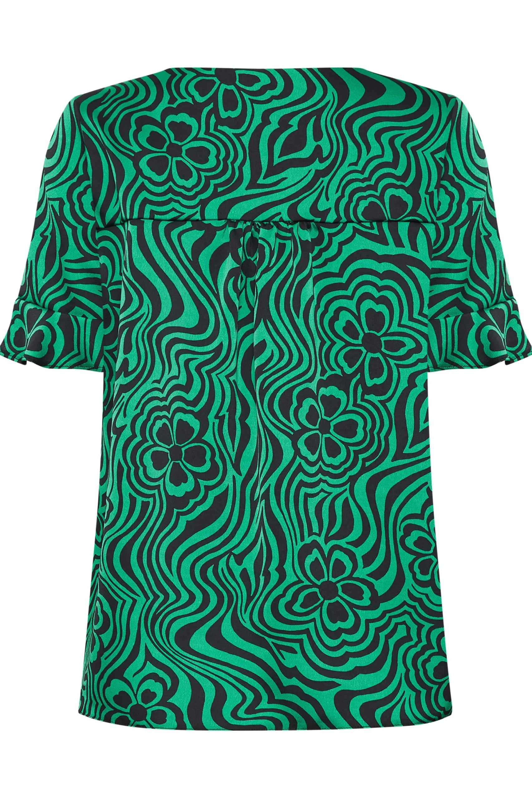 M&Co Womens M&Co Green Floral Swirl Print Frill Sleeve Blouse