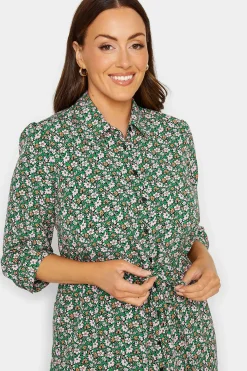 M&Co Womens M&Co Green Floral Print Midi Shirt Dress