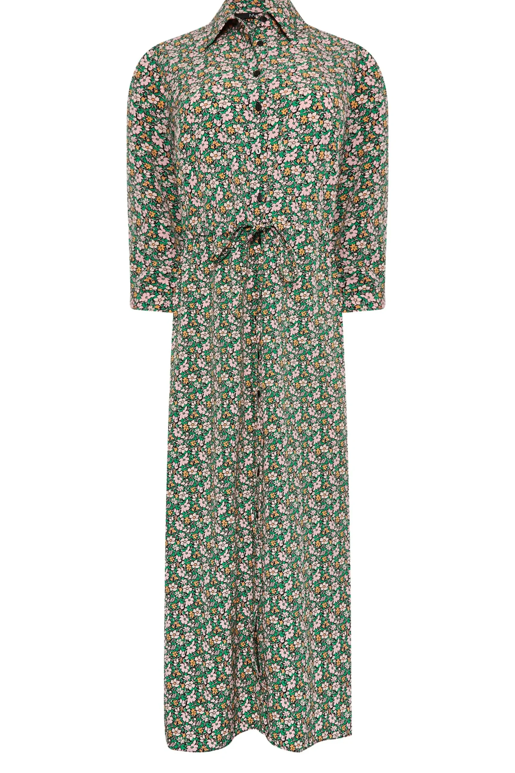 M&Co Womens M&Co Green Floral Print Midi Shirt Dress