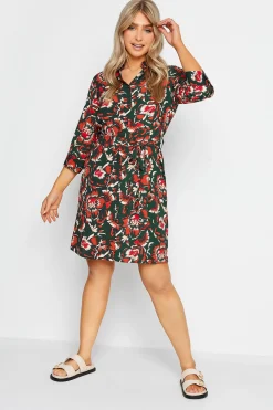 M&Co Womens M&Co Green Floral Print Tie Tunic Shirt Dress