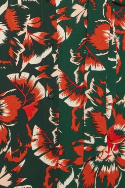 M&Co Womens M&Co Green Floral Print Tie Tunic Shirt Dress
