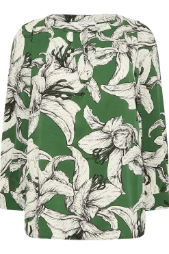 M&Co Womens M&Co Green Floral Print 3/4 Sleeve Blouse