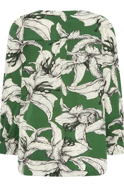 M&Co Womens M&Co Green Floral Print 3/4 Sleeve Blouse