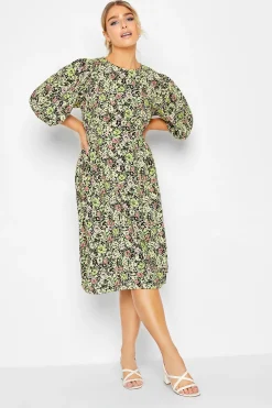 M&Co Womens M&Co Green Floral Print Midi Dress