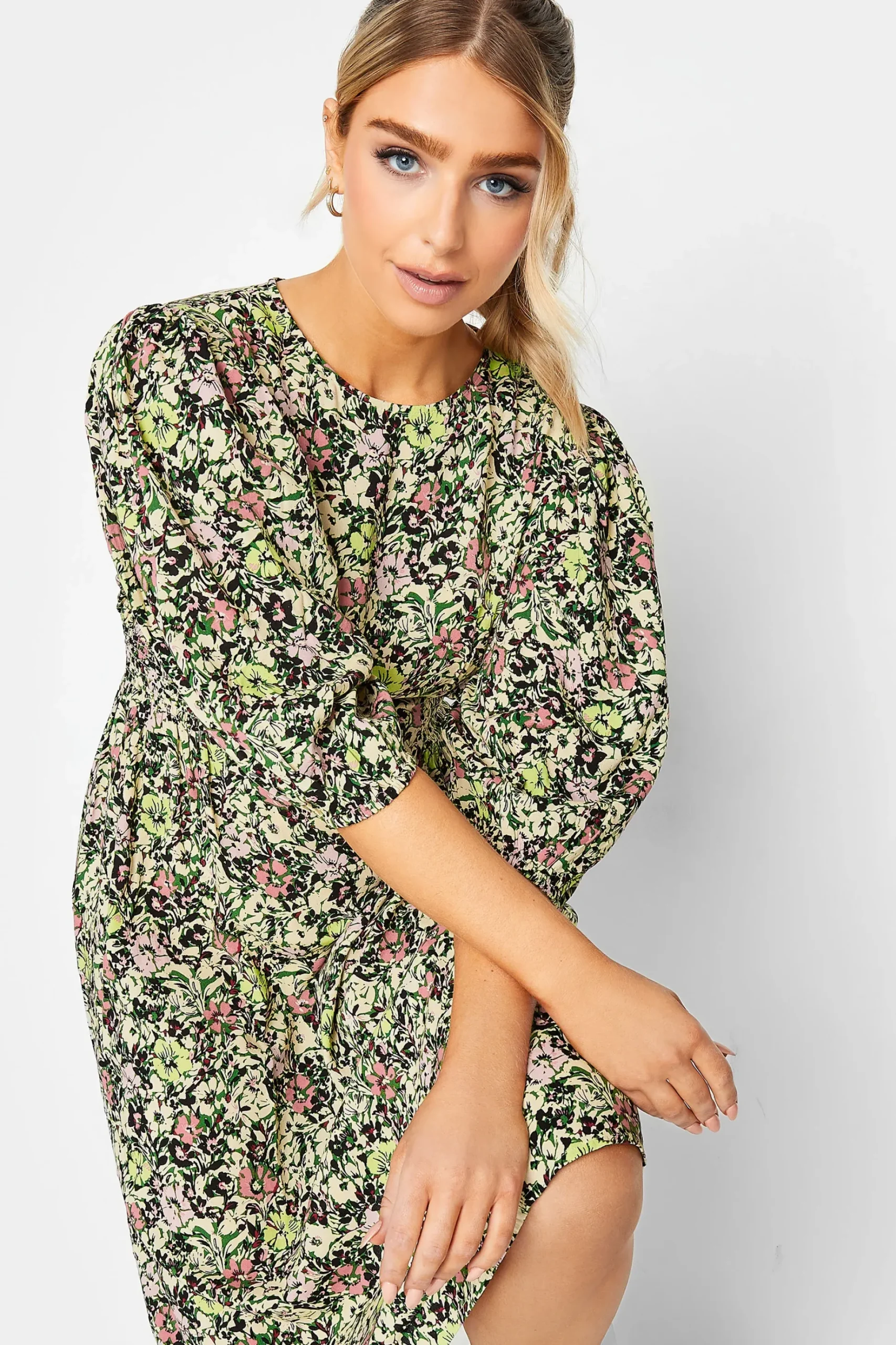 M&Co Womens M&Co Green Floral Print Midi Dress