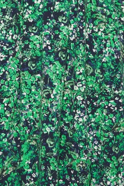 M&Co Womens M&Co Green Floral Print Shirred Waist Midi Dress
