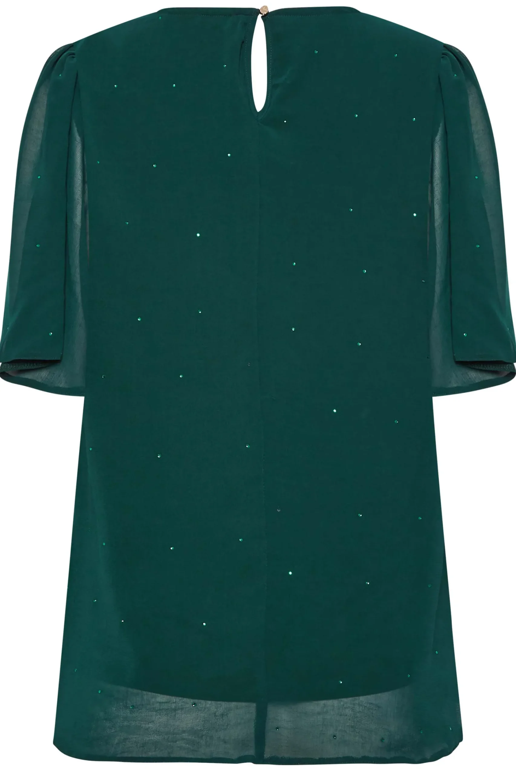 M&Co Womens M&Co Green Gem Detail Angel Sleeve Blouse