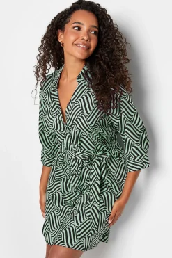 M&Co Womens M&Co Green Geometric Print Shirt Dress