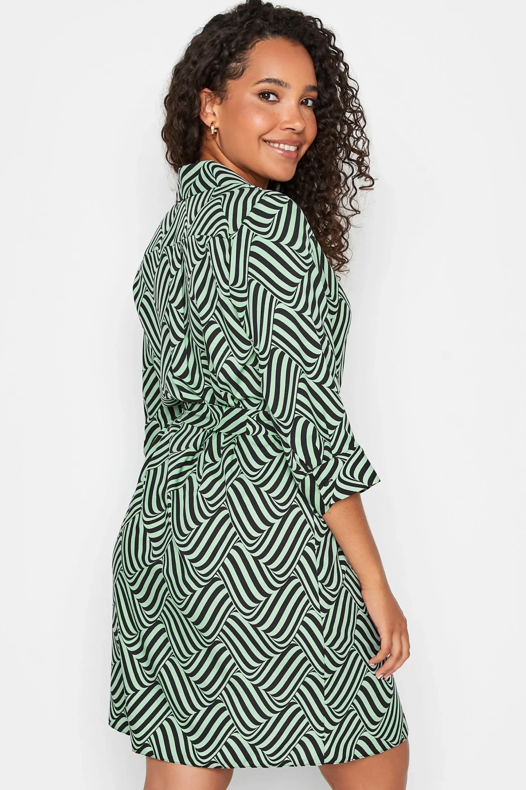 M&Co Womens M&Co Green Geometric Print Shirt Dress