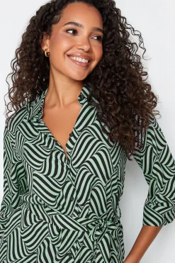 M&Co Womens M&Co Green Geometric Print Shirt Dress