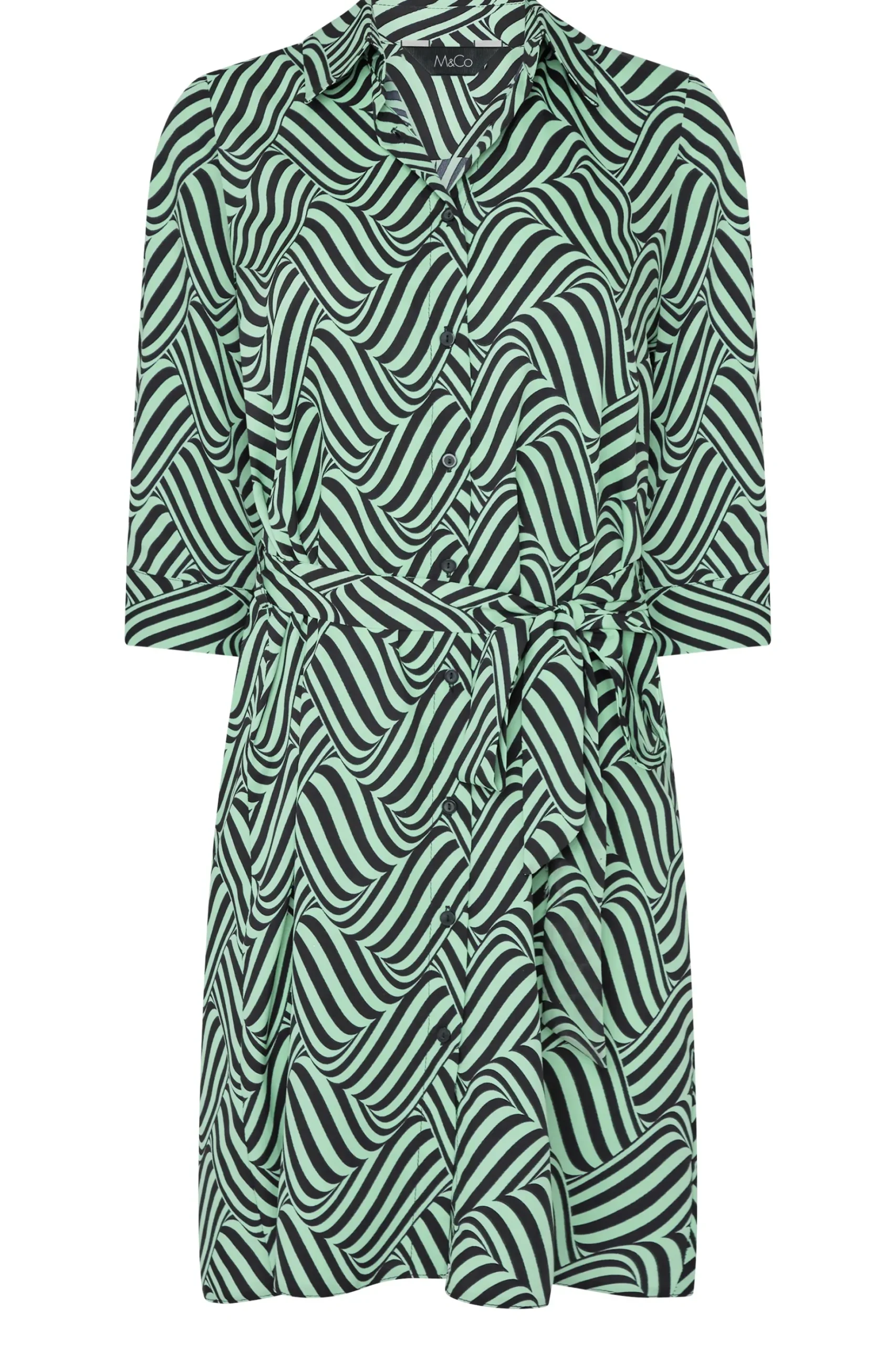 M&Co Womens M&Co Green Geometric Print Shirt Dress