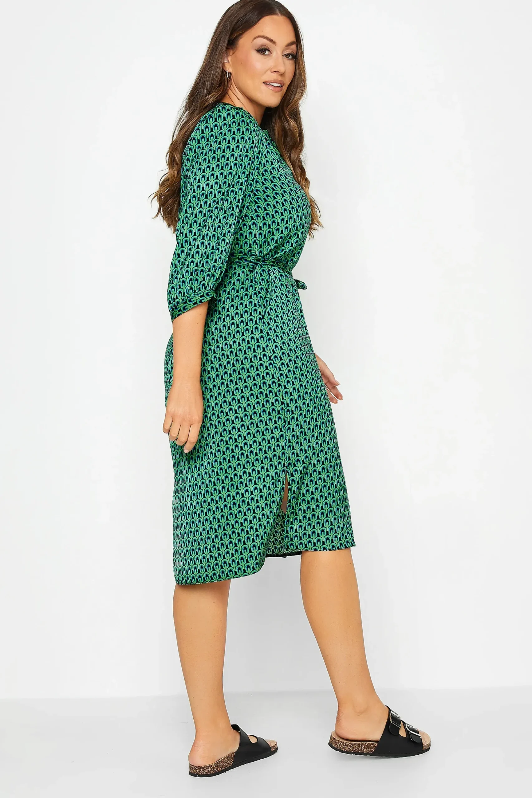 M&Co Womens M&Co Green Geometric Print Tunic Dress