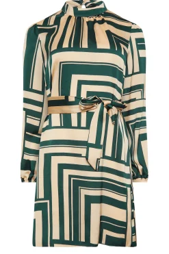 M&Co Womens M&Co Green Geometric Print High Neck Tunic Blouse