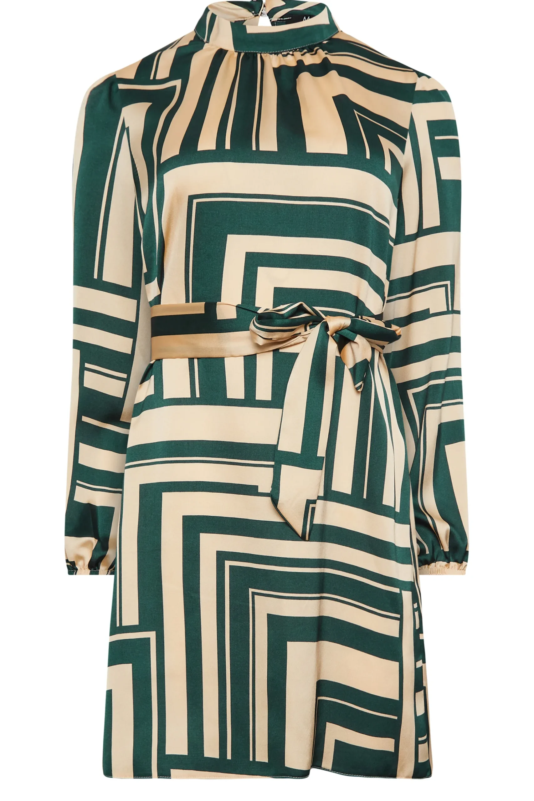 M&Co Womens M&Co Green Geometric Print High Neck Tunic Blouse