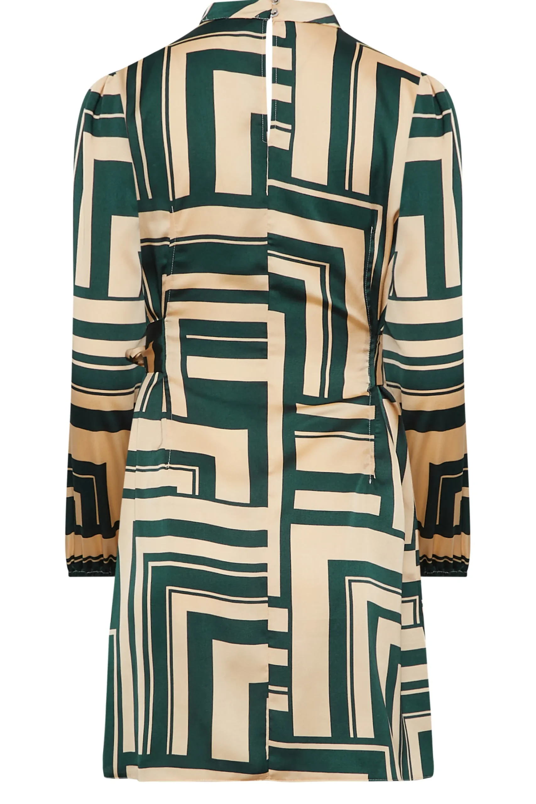 M&Co Womens M&Co Green Geometric Print High Neck Tunic Blouse