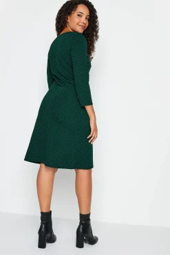 M&Co Womens M&Co Green Jacquard Shift Dress