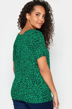 M&Co Womens M&Co Green Leopard Print Tie Detail T-Shirt