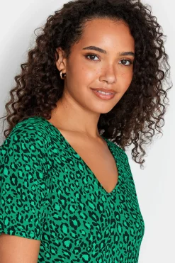 M&Co Womens M&Co Green Leopard Print Tie Detail T-Shirt