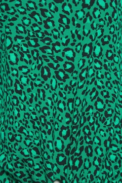 M&Co Womens M&Co Green Leopard Print Tie Detail T-Shirt