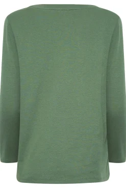 M&Co Womens M&Co Green Long Sleeve Cotton Blend Top