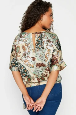 M&Co Womens M&Co Green Paisley Print Short Sleeve Blouse
