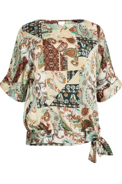 M&Co Womens M&Co Green Paisley Print Short Sleeve Blouse