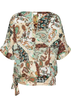 M&Co Womens M&Co Green Paisley Print Short Sleeve Blouse