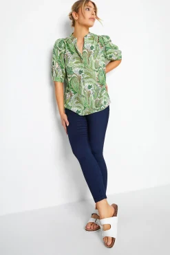 M&Co Womens M&Co Green Paisley Print Puff Sleeve Shirt