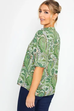 M&Co Womens M&Co Green Paisley Print Puff Sleeve Shirt