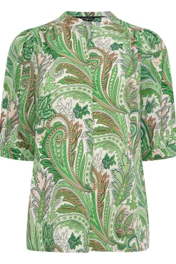 M&Co Womens M&Co Green Paisley Print Puff Sleeve Shirt