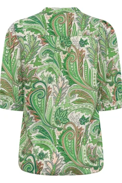 M&Co Womens M&Co Green Paisley Print Puff Sleeve Shirt