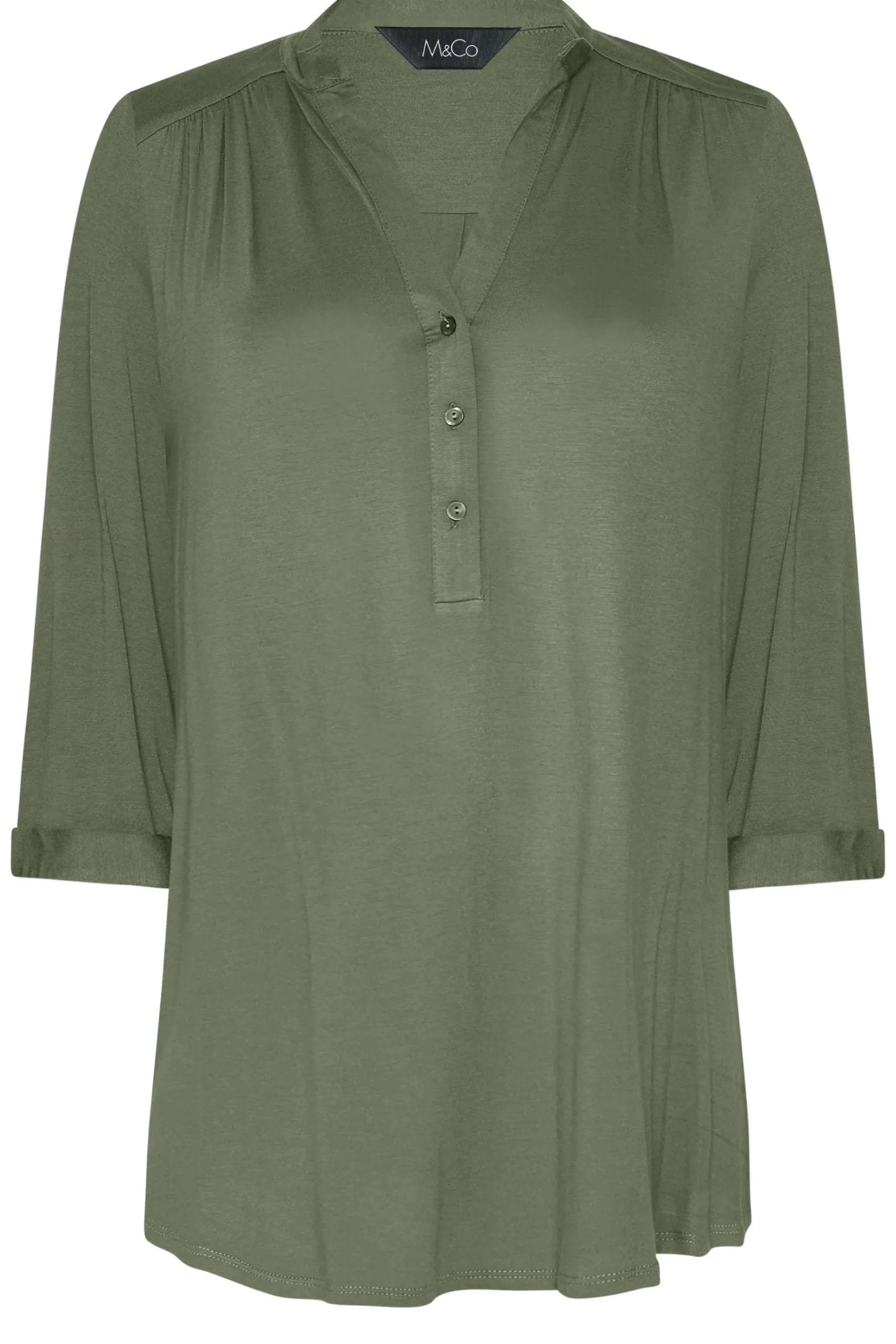 M&Co Womens M&Co Green Placket Jersey Shirt